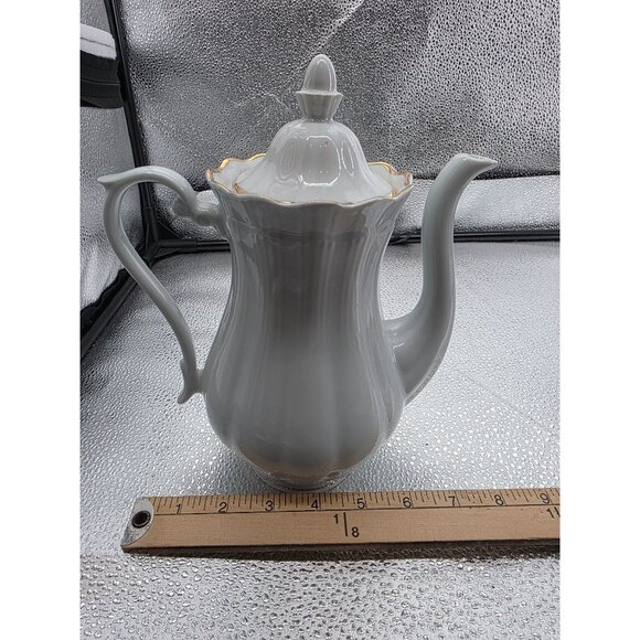 Vintage Walbrzych Coffee Pot Ivory with gold trim Made in Poland - Picture 7 of 7